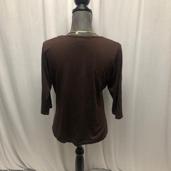 Rods Brown V-Neck Horse Graphic T-Shirt Womens Size Large Equestrian Casual - Picture 3 of 7